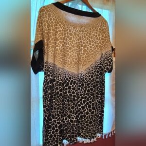 Diane Von Furstenberg Black and Tan Long Tunic Blouse